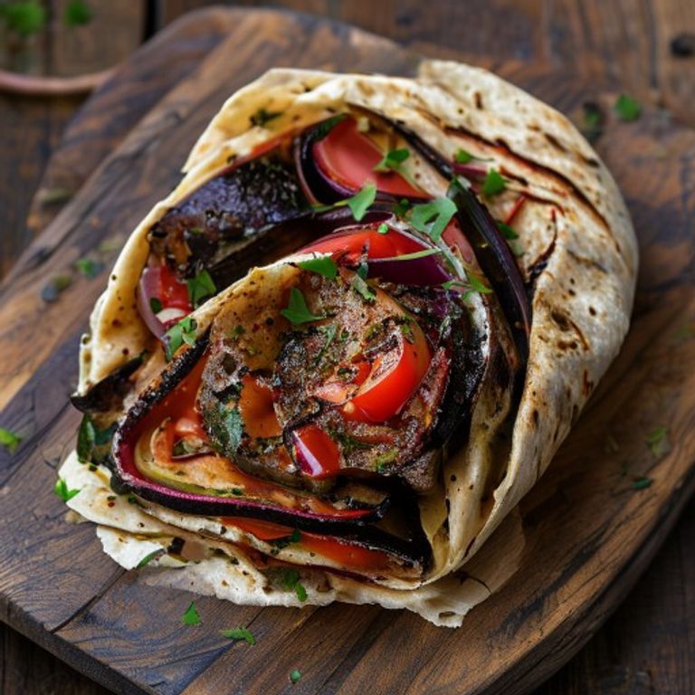Közlenmiş Patlıcanlı Humuslu Wrap