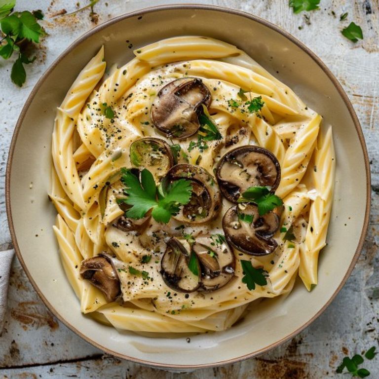 Kremalı Mantarlı Vegan Makarna