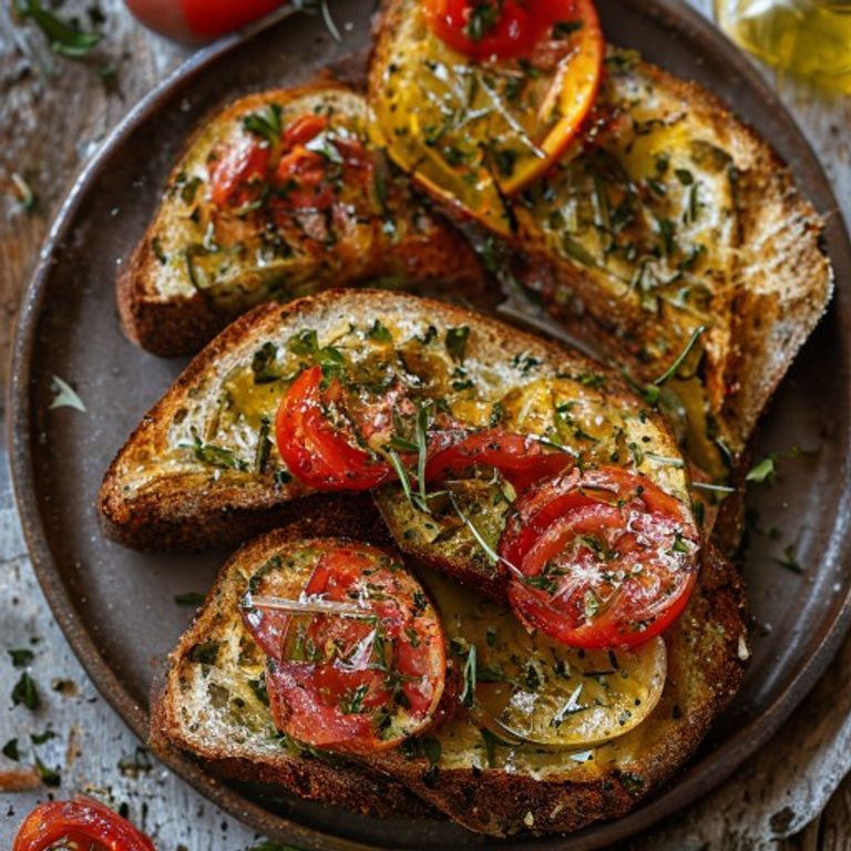 Sarımsaklı Domatesli Kızarmış Ekmek